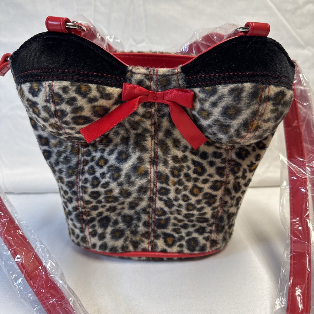 Bustier Faux Fur Leopard Shoulder Handbag Purse Current Mood Dolls Kill Brand